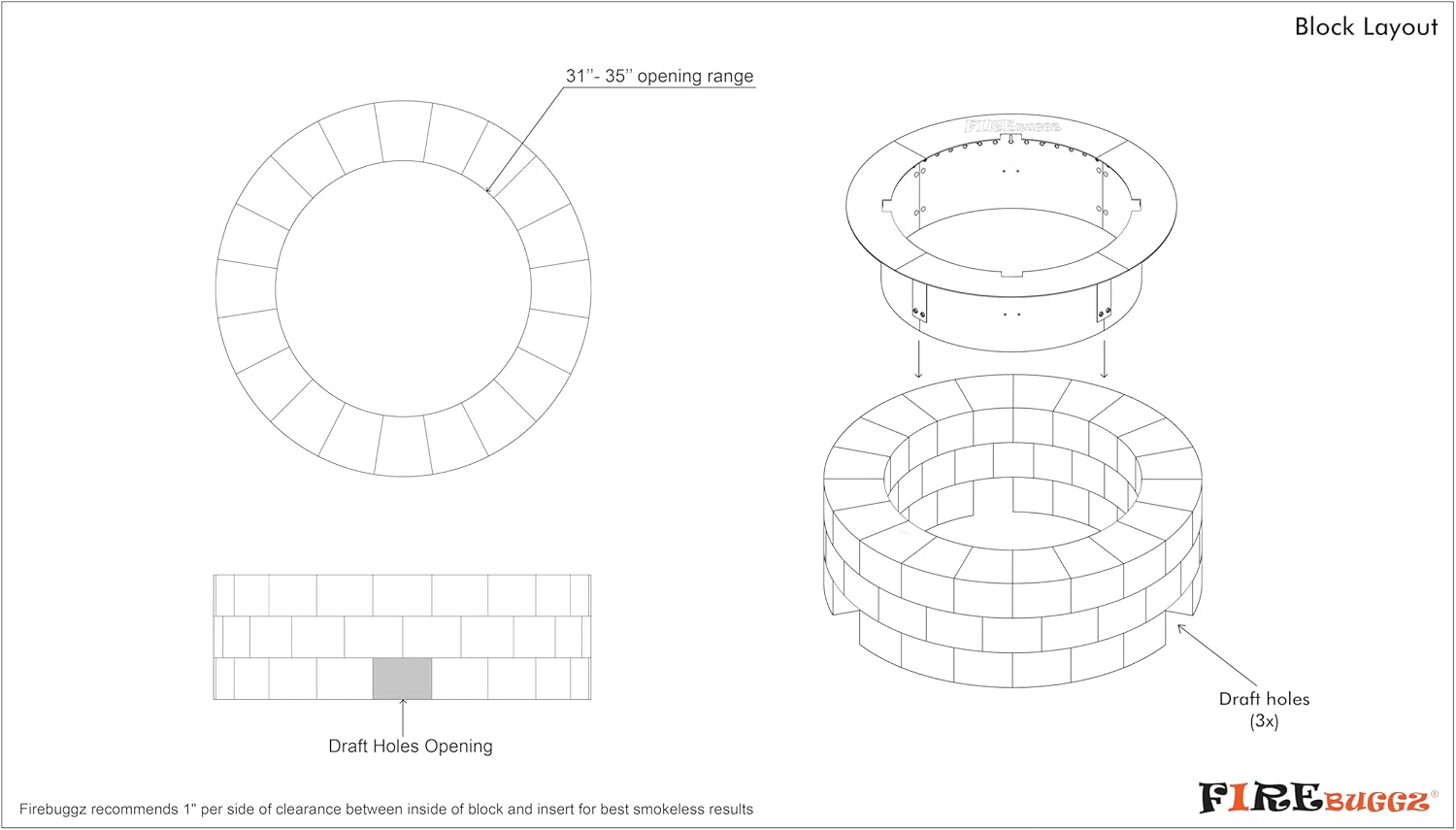 Firebugzz Smokeless Fire Pit Insert with Swivel Grill – 29