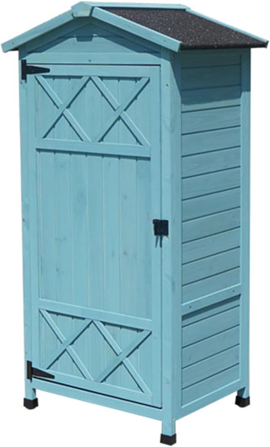 Garden Tool Organizer Cabinet,Outdoor Wooden Storage Shed with Lockable Door Waterproof Asphalt Roof & Detachable Shelves,Patio Storage Organizer for Garden Yard Lawn Equipment (One Color Blue)