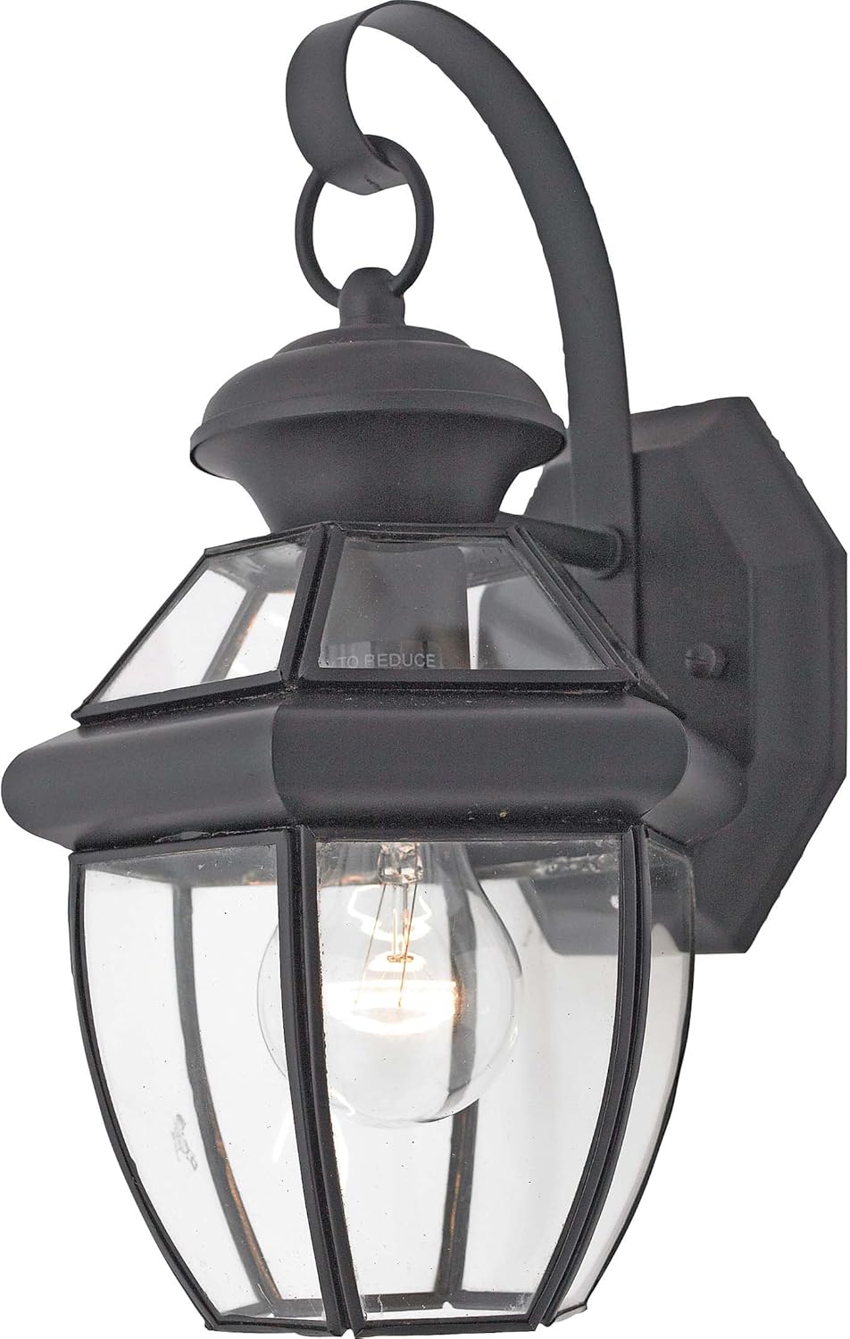 Quoizel Newbury Outdoor Wall Lantern, 12 Inch 1-Light Mystic Black Wall Sconce, French Country Exterior Wall Lantern Fixture, E26 Base, Clear Glass, Outside Lights for Patio, Porch, Garage or Yard