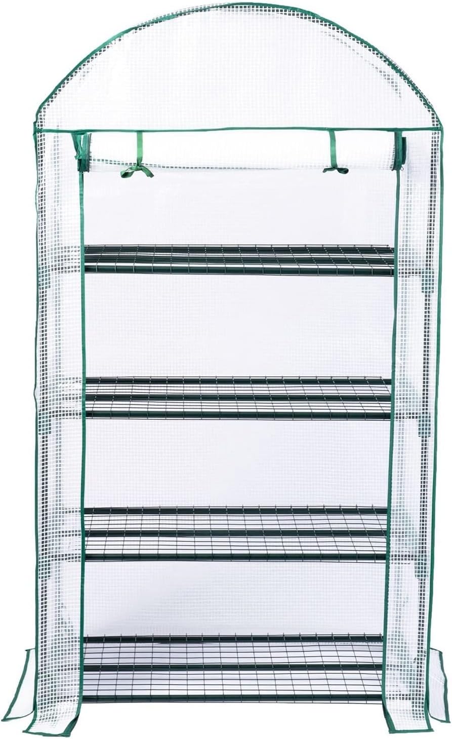 Outdoor Greenhouse,Plastic Warm House,PE Cover with Roll-up Zipper Entry Doors, Garden Plant Hot House,for Patio, Backyard, Nursery, Home Growing ( Color : White )