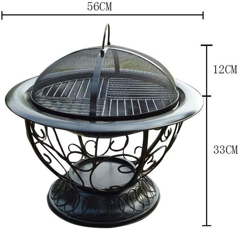Outdoor Fire Pits Home Durable Round Steel Wood Burning Outdoor Patio Fire Pit with Spark Screen Guard, Log Grate, Screen Lifting Tool