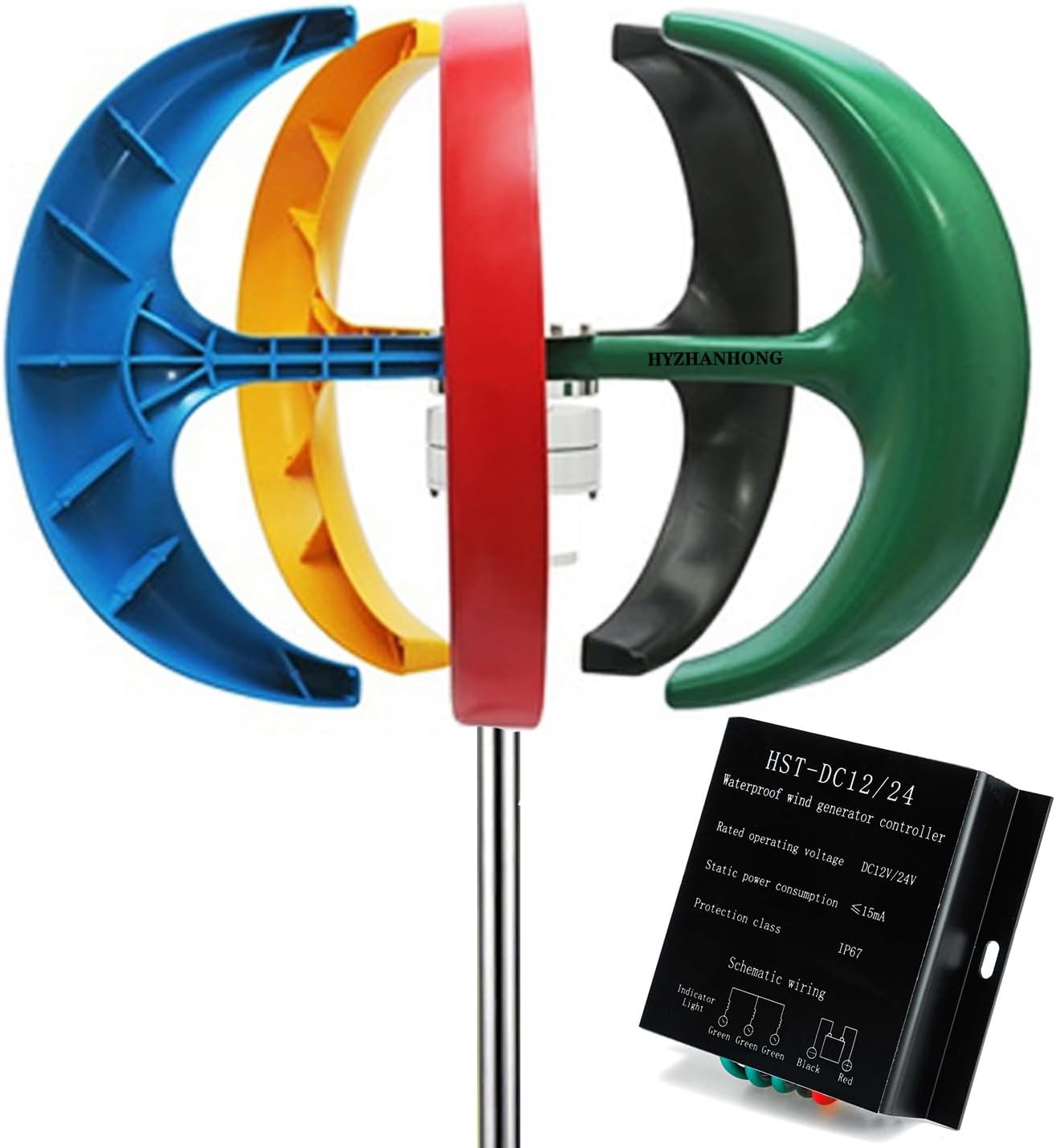 10000W 5 Blades Household Magnetic Levitation Wind Turbine Kit,No Noise Small Windmill 12V-220V Wind Speed of 2.5M/S to Start(with Controller)