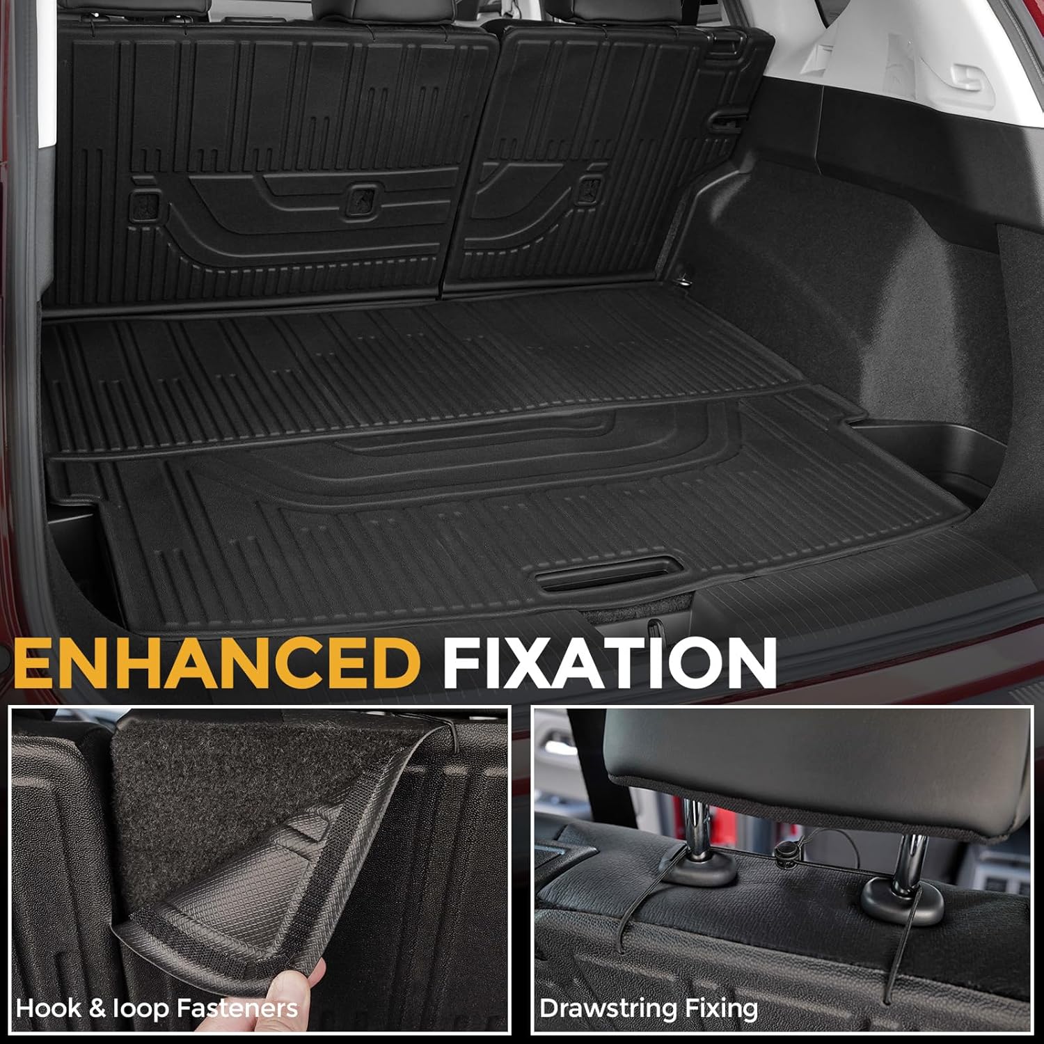 Floor Mats Set for Nissan Rogue 2026 2025 2024-2021 Accessories, Full Coverage All Weather Floor Mats Cargo Mat with Backrest Protectors & Door Sill Guards (Not for Sport)