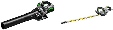 EGO POWER+ 56V Lithium-ion 530 CFM 3-Speed Turbo Cordless Leaf Blower with 24-Inch Brushless Cordless Hedge Trimmer 2.5Ah Battery and Charger Included