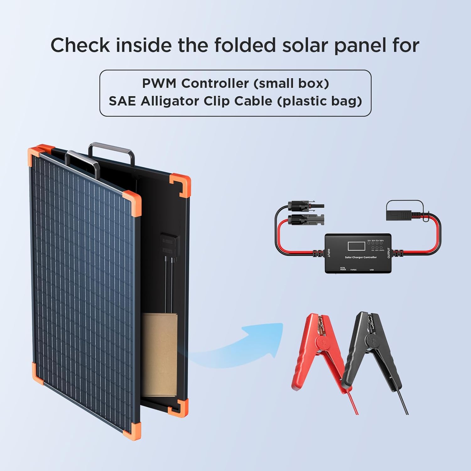 100 Watt Portable Solar Panel with 20A PWM Controller,Camper Essentials,19V Foldable Solar Panel Kit for Power Station & 12V Batteries,23.5% High Efficiency IP68 Waterproof for Camping RV Trip