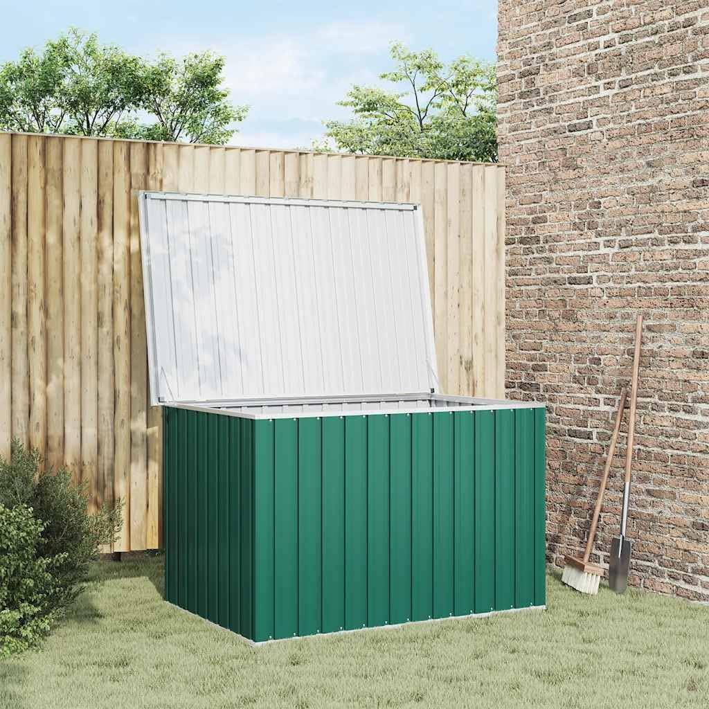 Green Galvanized Steel Outdoor Storage Box, 58.7x39.0x36.6in, Patio Deck Garden Tool Cushion Bin, Weather-Resistant Furniture