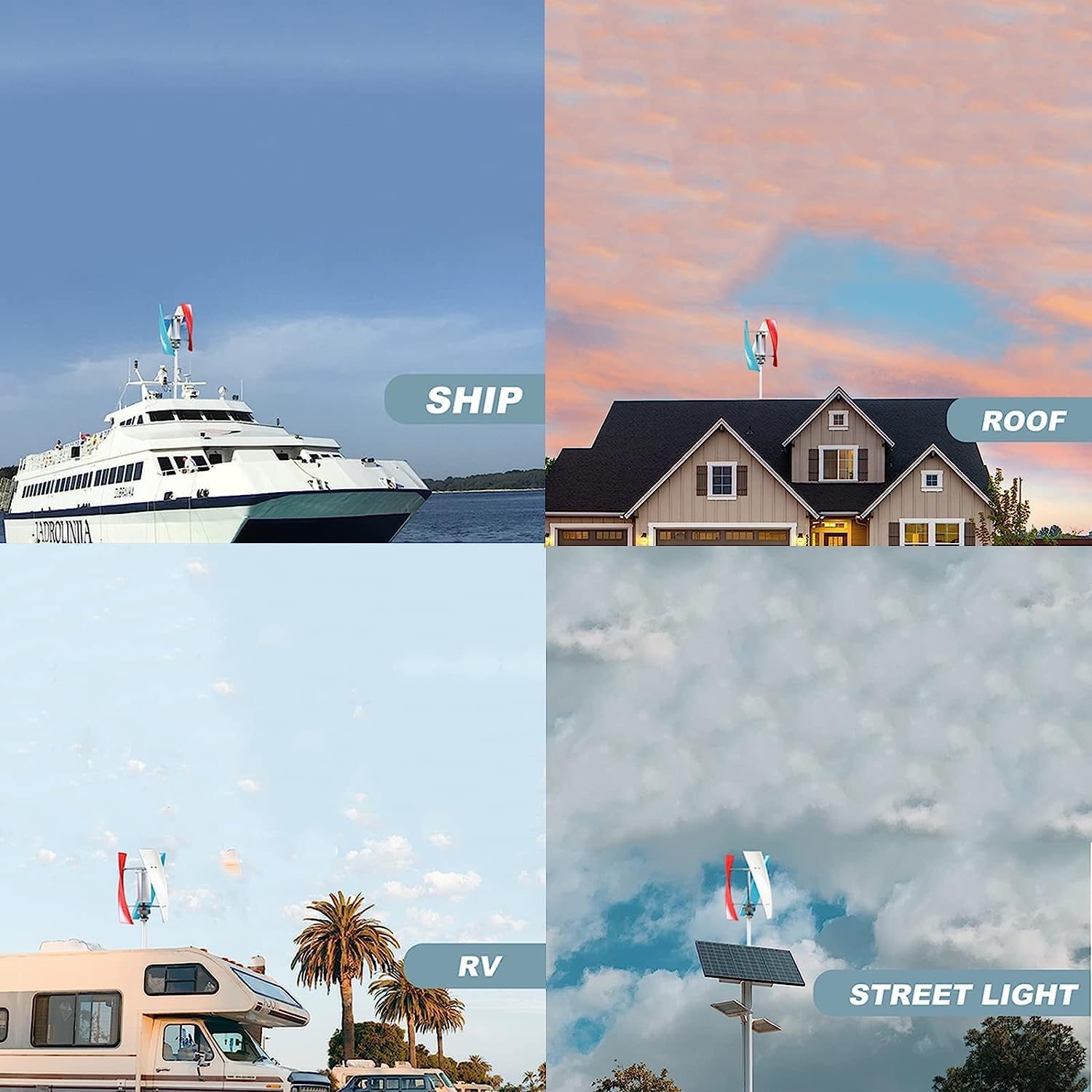 CAJUCA 8000W Low Noise Vertical Axis Wind Turbine Generator, Free Energy Magnetic Levitation Wind Generator 3 Blade Power Generation Windmill