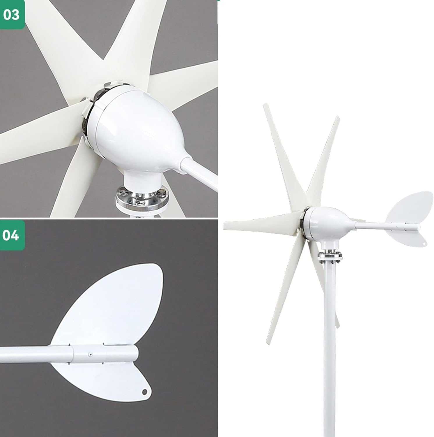 CAJUCA Horizontal Windmill 3000W Wind Generator Turbine Kit with Mppt Controller Home Boat Street Light
