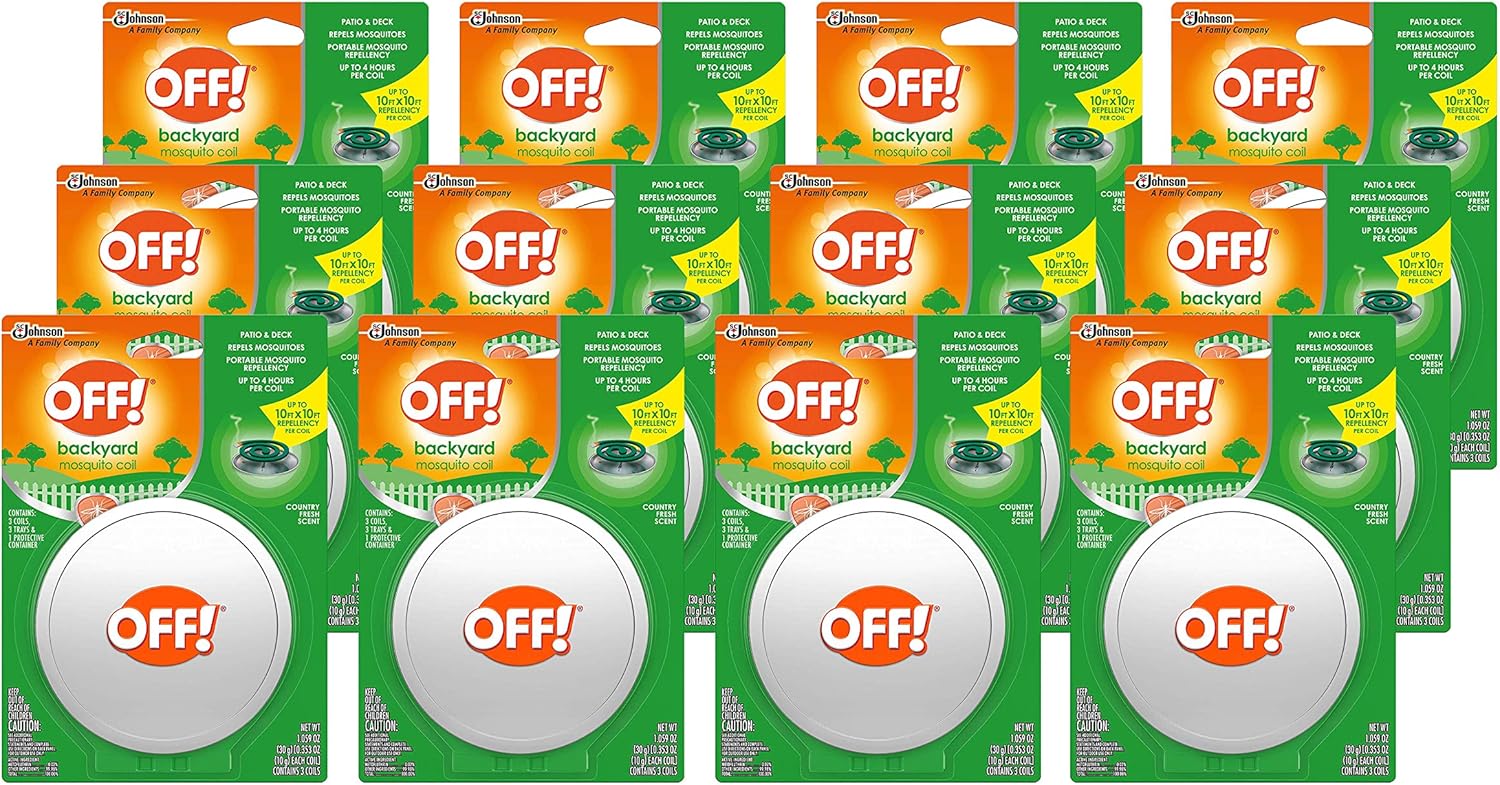 OFF! Backyard Mosquito Coils with Trays & Protective Container, 3 Coils per Pack (Pack of 12)