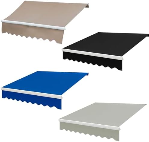 Retractable Patio Canopy Replacement 20x6.5ft Gray Polyester UV Protection for Manual Sun Shade - Fits 10/12/13/16 ft Decks, Windows - Available in Black, Blue, Brown