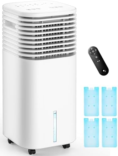 4-IN-1 Portable Air Conditioners, Evaporative Air Cooler w/ 4 Modes & 3 Speeds, 15H Timer for Smart Auto-off, 2-Gal Tank for 20H Cooling,17FT Remote,No Hose Needed,120°Oscillating Swamp Cooler