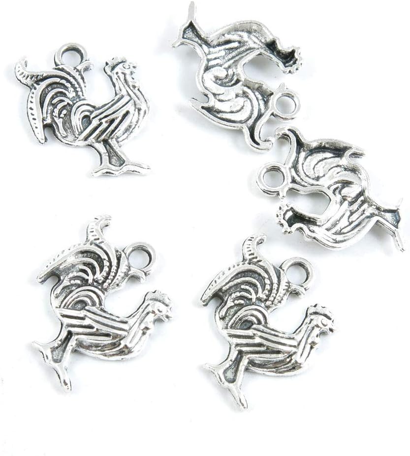 1120 Pieces Antique Silver Tone Jewelry Making Charms Crafting Beading Craft D2TU6 Rooster Cock Chicken
