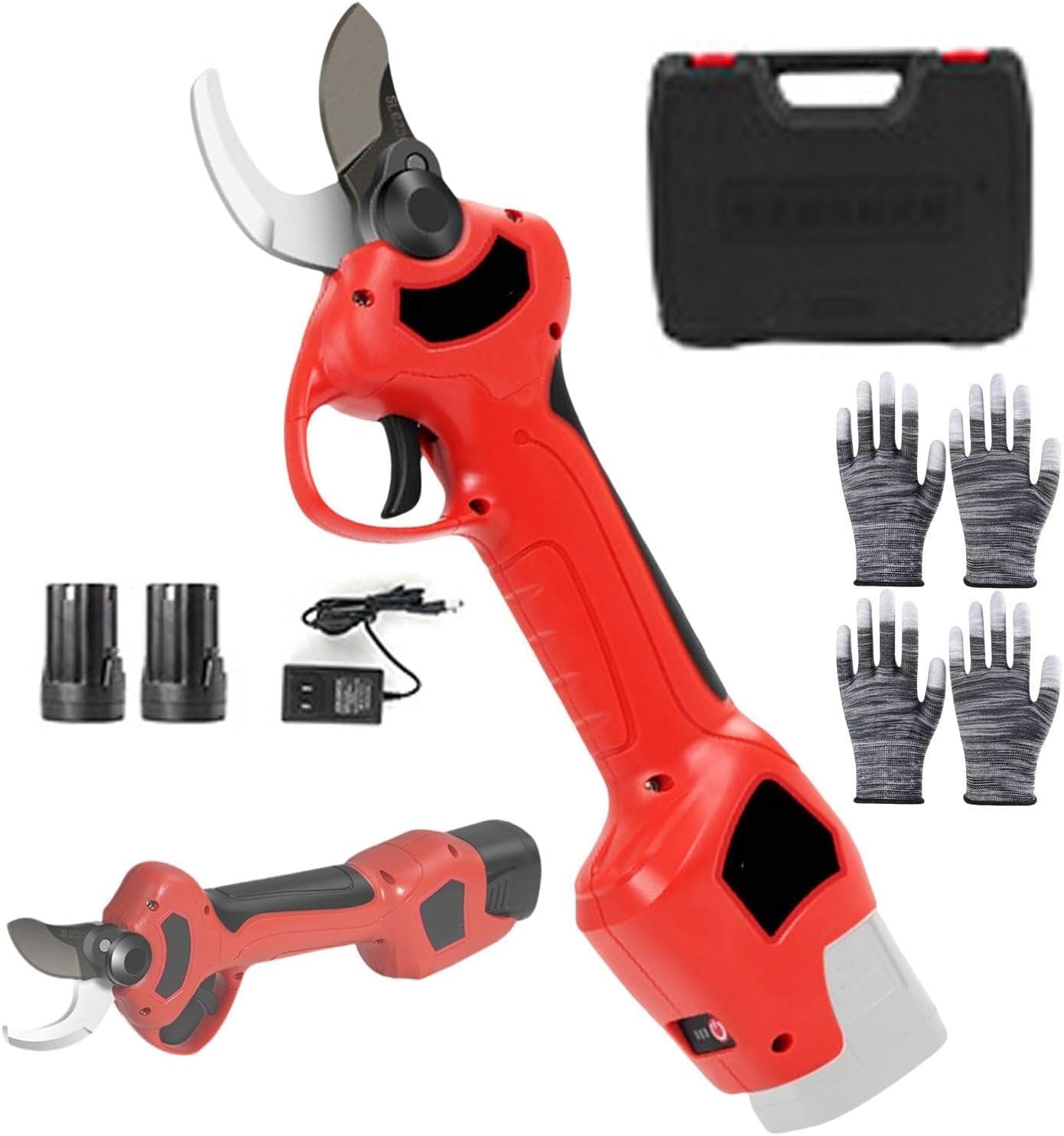 Lightweight 16.8V Electric Pruner with 30mm Cutting Capacity, Rechargeable Battery, Safety Switch, Gloves Toolbox for Garden, Tree, and Branch Trimming