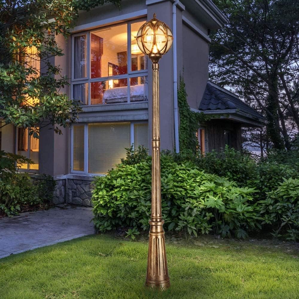 Outdoor Tall Street Lamp | Vintage Bronze Globe Post Light for Pathway Driveway | Waterproof IP65 Die-Cast Aluminum Garden Lantern with E27 Socket | 2.1M Traditional Landscape Pole Lighting