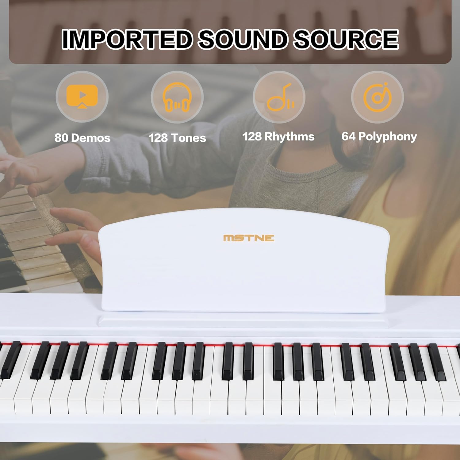 Digital Piano 88 Key Weighted with Piano Bench, 88 Key Full Size Semi Weighted Keyboard Piano, Electronic Piano for Beginner,with Adjustable Stand,Carrying Case,Sustain Pedal,Headphone (White)