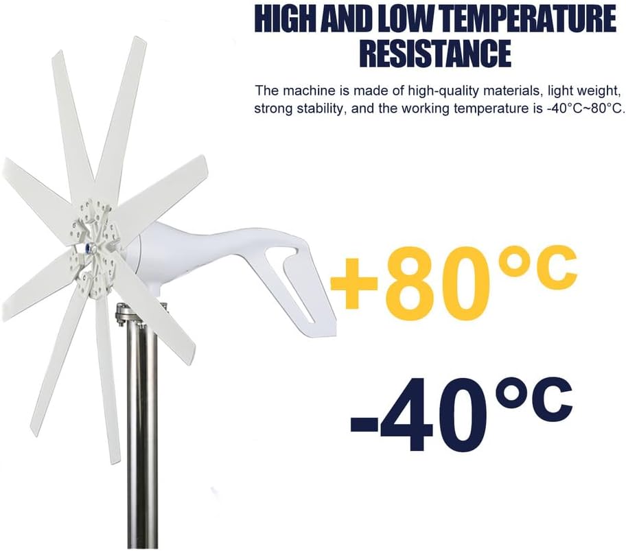 12000W 8-Blade Wind Turbine Generator Kit with MPPT Controller, Adjustable Windward Direction & 2.5m/s Start Wind Speed, Suitable for Home, Farm