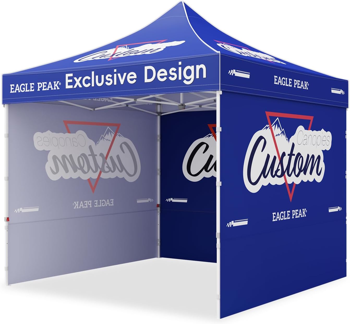 EAGLE PEAK 10x10 Alpine Custom Commercial Canopy High Peak Frame, Pop Up Custom Canopy Tent with Logo, 3 Wall Panels, Vendor Branded Logo, Easy Setup for Events, Markets, Tradeshows