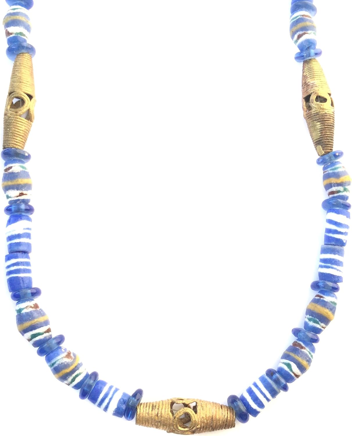 African Trade Bead and Brass Necklace