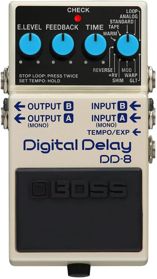 BOSS DD-8 Eleven Modes Full Stereo I/O Support Built-In Looper Three Delay Types External Control Support Compact Digital Delay Pedal