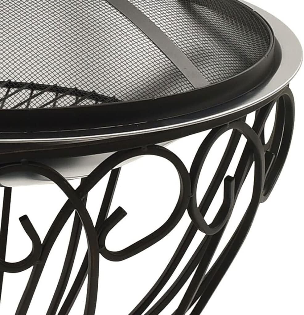 BBQ Grill Outdoor 22''fire Pit Outdoor Wood Burning Firepit Bbq Grill Steel Fire Bowl with Spark Screen Cover and Poker,for Camping Beach Backyard