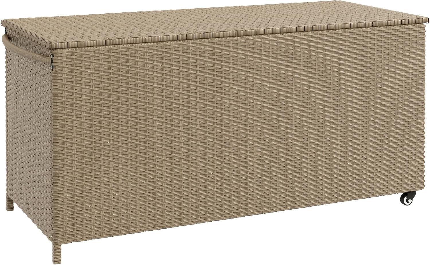 83 Gallon Deck Box – Large Outdoor Storage Chest with Wheels, PE Wicker Trunk for Garden Tools, Pool Toys & Patio Furniture Cushions