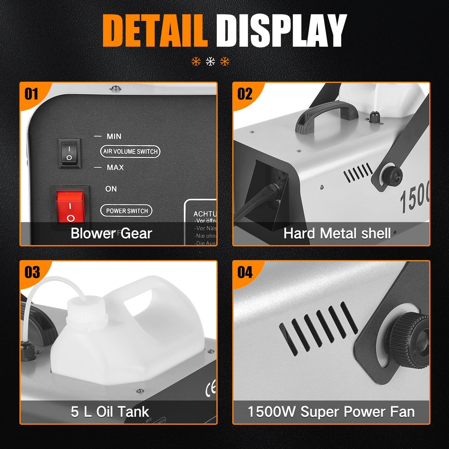 1500W Snow Machine, Snow Making Machine Snowflake Maker With Remote for Christmas Wedding Kids Party Stage Effect