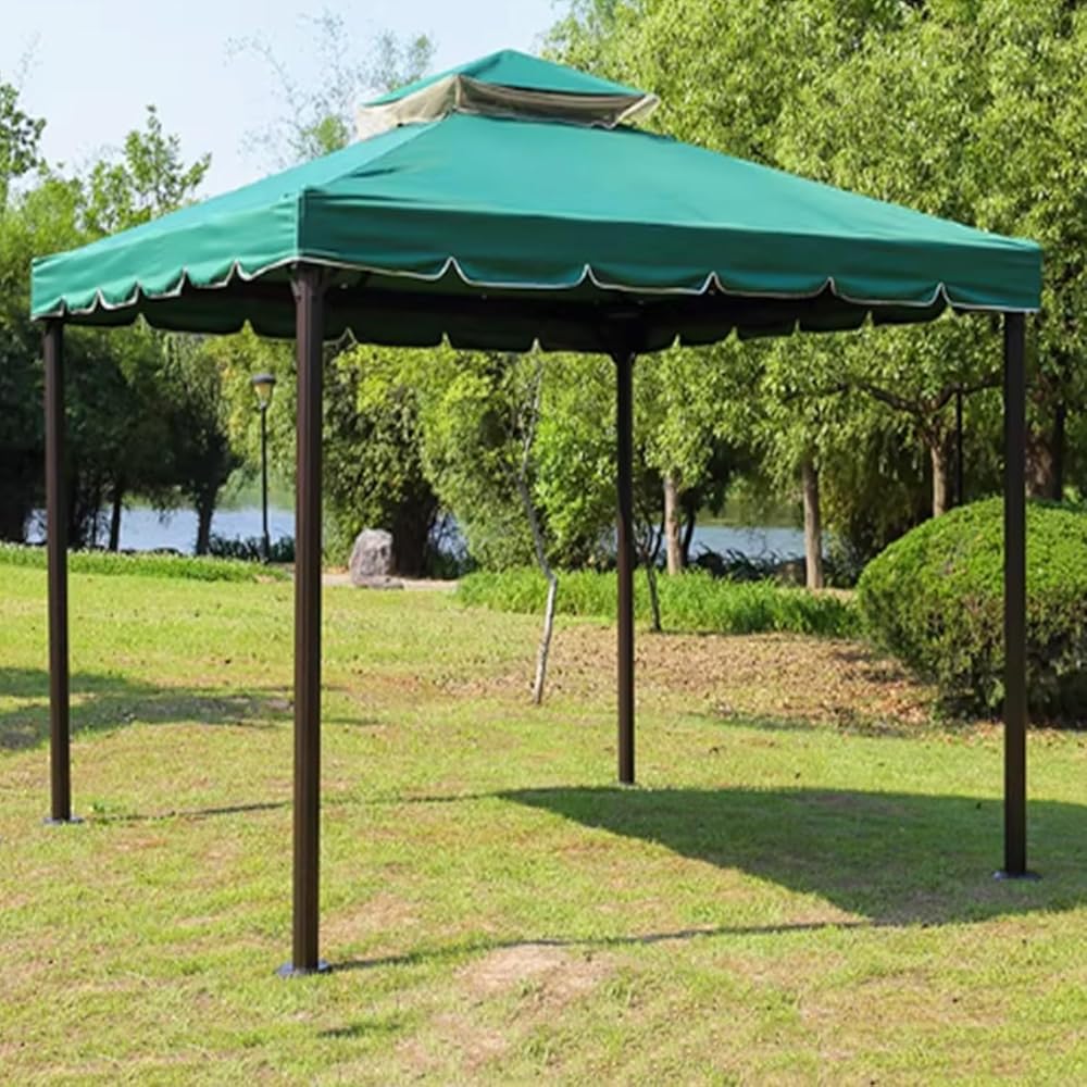 Outdoor Double Roof Canopy, Pop Up Instant Gazebo Tent, Aluminum Frame Hardtop Gazebo, Top Cloth with Buckle, for Lawn, Garden, Patio, Backyard(Green,B)