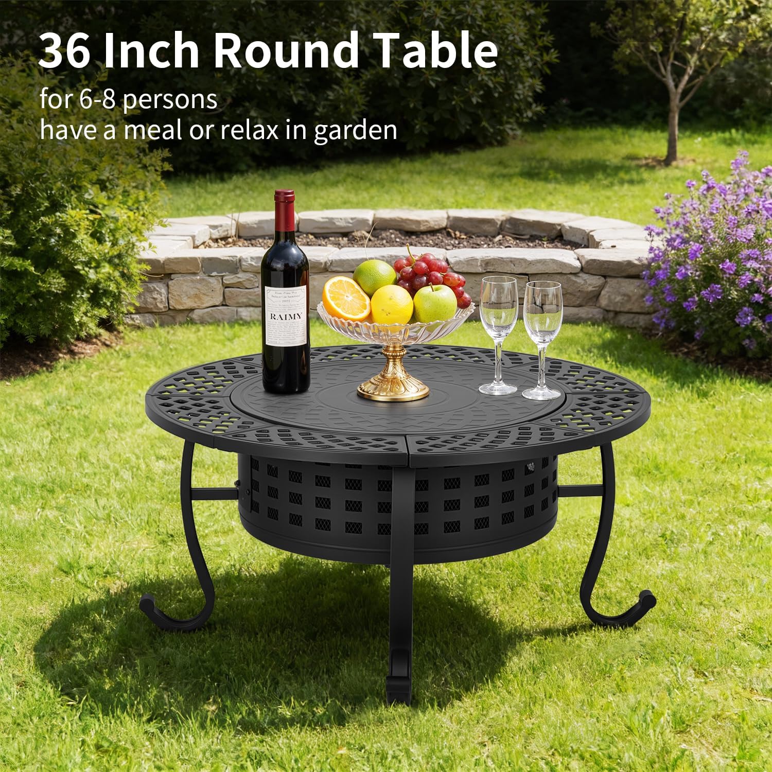 FDW 36 Inch Fire Pit with 2 Adjustable Grills, Wood Burning Outdoor Fire Pit with Lid, Poker & Waterproof Cover, 3-in-1 Fire Pit Table for BBQ, Bonfire & Patio Dining
