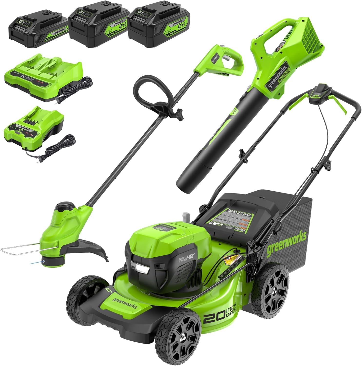 Greenworks 48V (2x24V) Electric Lawn Mower Combo Kit: 20