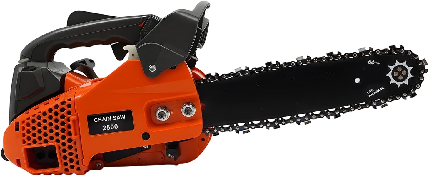 12 Inch Gas Chainsaw, 25.4CC 2-Stroke Top Handle Gas Powered Chainsaw, Petrol Handheld Gasoline Chainsaws for Cutting Forest Trees Wood, Garden, Farm Cutting