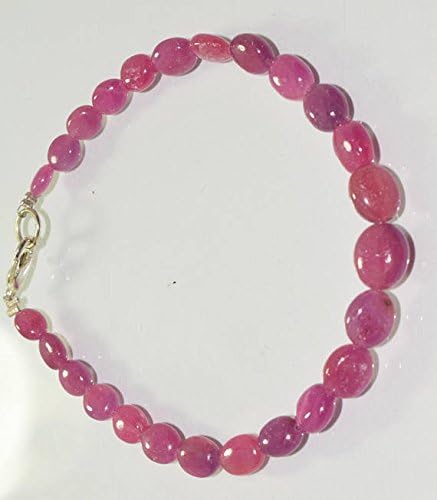 Natural Pink Sapphire Ruby 6x5-10x8.5 MM Smooth Plain Nuggets Shape 8 Inch Bracelate