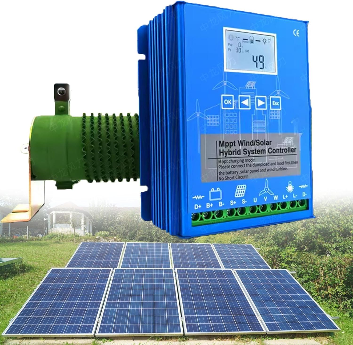 Wind Solar Hybrid System MPPT Charge Controller with Dump Load 7000w Wind Turbine Generator 3000W Solar Panel 12V 24V 48VAuto Regulato,48v-12000w