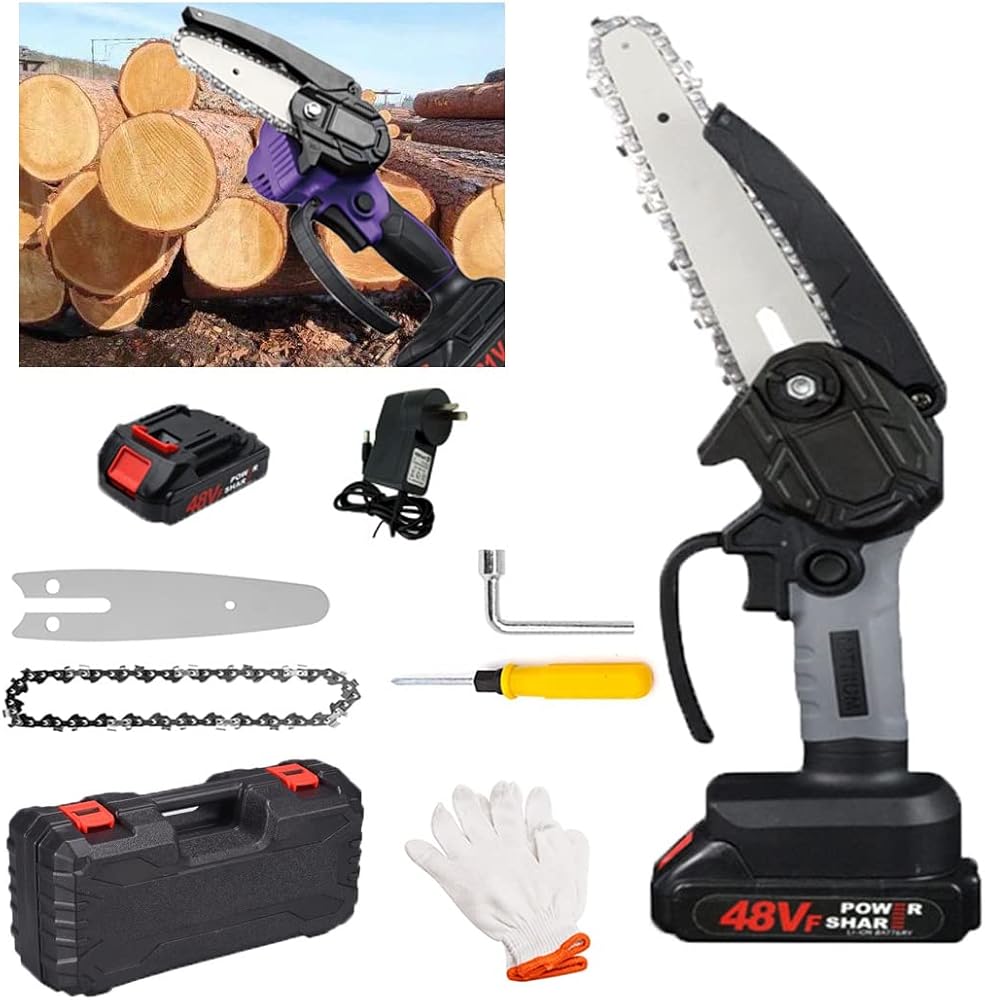 Handheld Chainsaw,Mini Chainsaw,Mini Saw Cordless,Cordless Battery Powered Chain Saw,Lightweight Handheld Chainsaw, Handheld Small Chainsaw for Wood Cutting Tree Trimming (Battery *1 : 6 Inch)