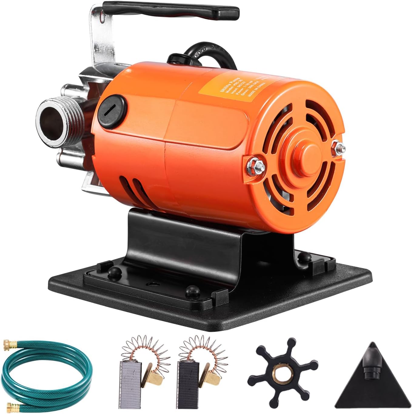 Happybuy Water Transfer Pump, 120V AC 360 GPH, 1/10 HP, Portable Electric Utility Pump, Suction Hose Kit, Carbon Brushes, Impeller, for Garden, Pool, Pond, Aquarium