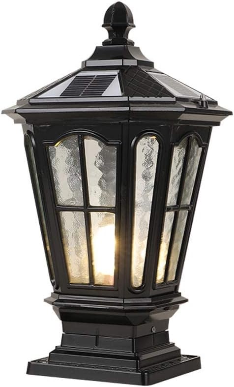 Solar Outdoor Post Lights Outdoor Post Lighting Fixture Black IP55 Waterproof Solar Outdoor Column Lights,Metal Housing Plus Glass, Matte Black Finish (2)