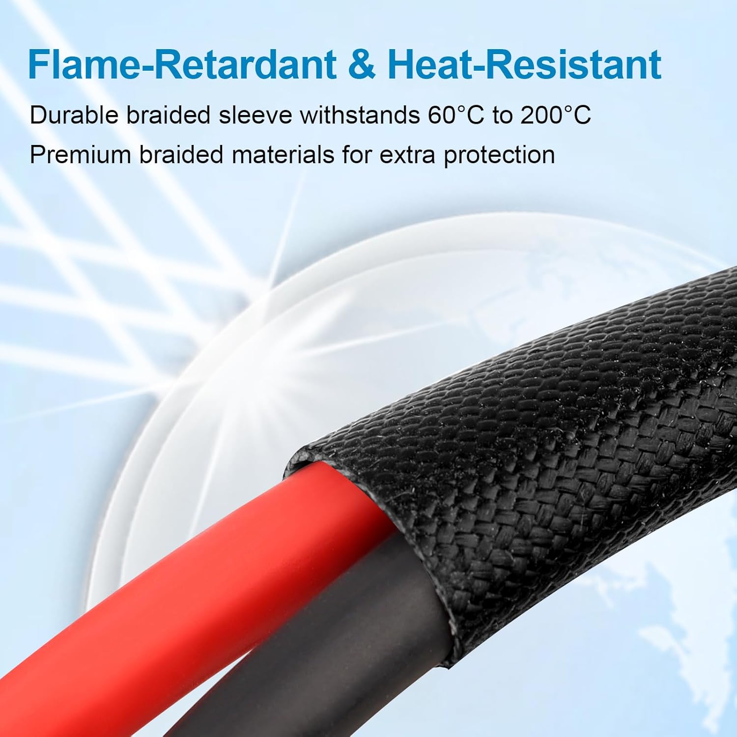 XRDS -RF Solar Cable 30FT, 8AWG Solar Extension Cable with Male & Female Solar Connectors, Flame-Retardant Protective Sleeving Solar Panel Cable, Weatherproof PV Wire for Solar Panel Connection