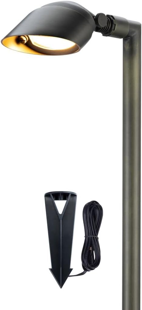 Gardenreet Landscape Path Lights Brass, 12V Low Voltage Pathway Lights Wired, Adjustable Outdoor Garden Lights, LED Waterproof Bronze for Yard Walkway Driveway Without G4 Bulb