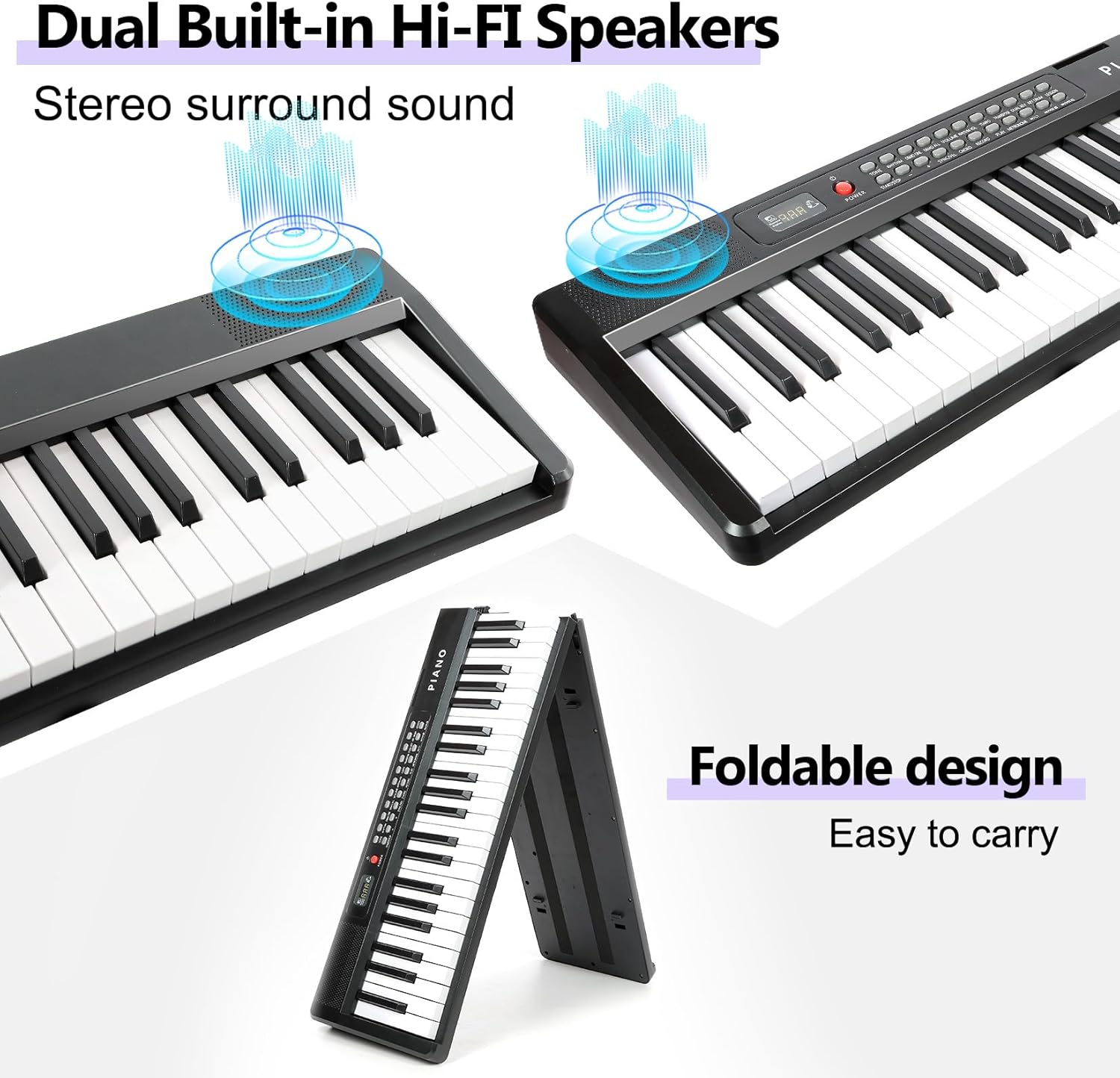 88 Key SEMI-Weighted Keyboard Piano For Beginners w/MIDI, Bluetooth, 1000 Tones/Rhythms, 150 Demos, Sustain Pedal, Metronome, Sync, Chord, Dual Key, Key Drum, Teaching Mode, Corded Electric