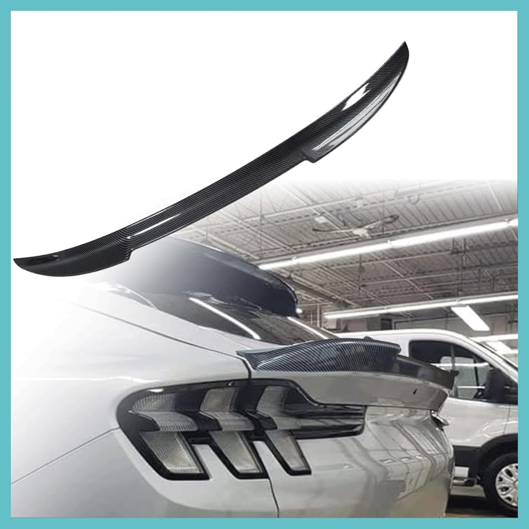 AOSKonology Rear Spoiler Trunk Spoiler Wing Compatible with Mustang Mach E 2021 2022 2023 2024 2025 Exterior Accessories (V2 Carbon Fiber)