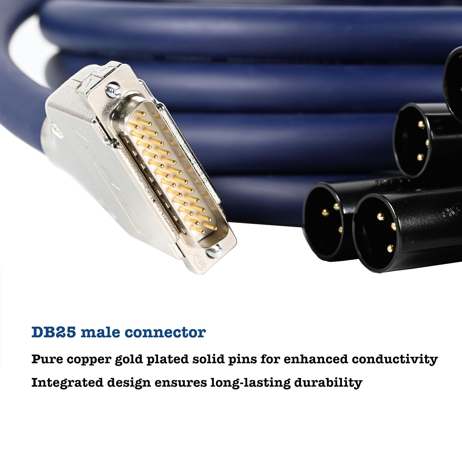 9.84ft/3m DB25 Male to XLR Male Snake, 8 Channel 3 Pin XLR Snake Cable with db25 Connector for Microphones, Mixing Consoles, Amplifiers, and Speakers