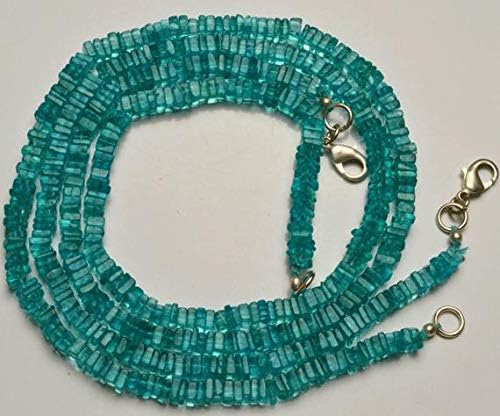 1 strand natural 16 inches super finest -green emerald color apatite smooth square shape beads necklace 3 mm