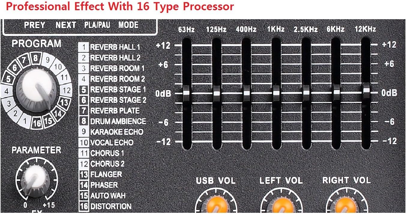 GTD Audio 8 Channel Professional Audio Powered Mixer Power Amp DJ Amplifier, USB, EQ, Effect