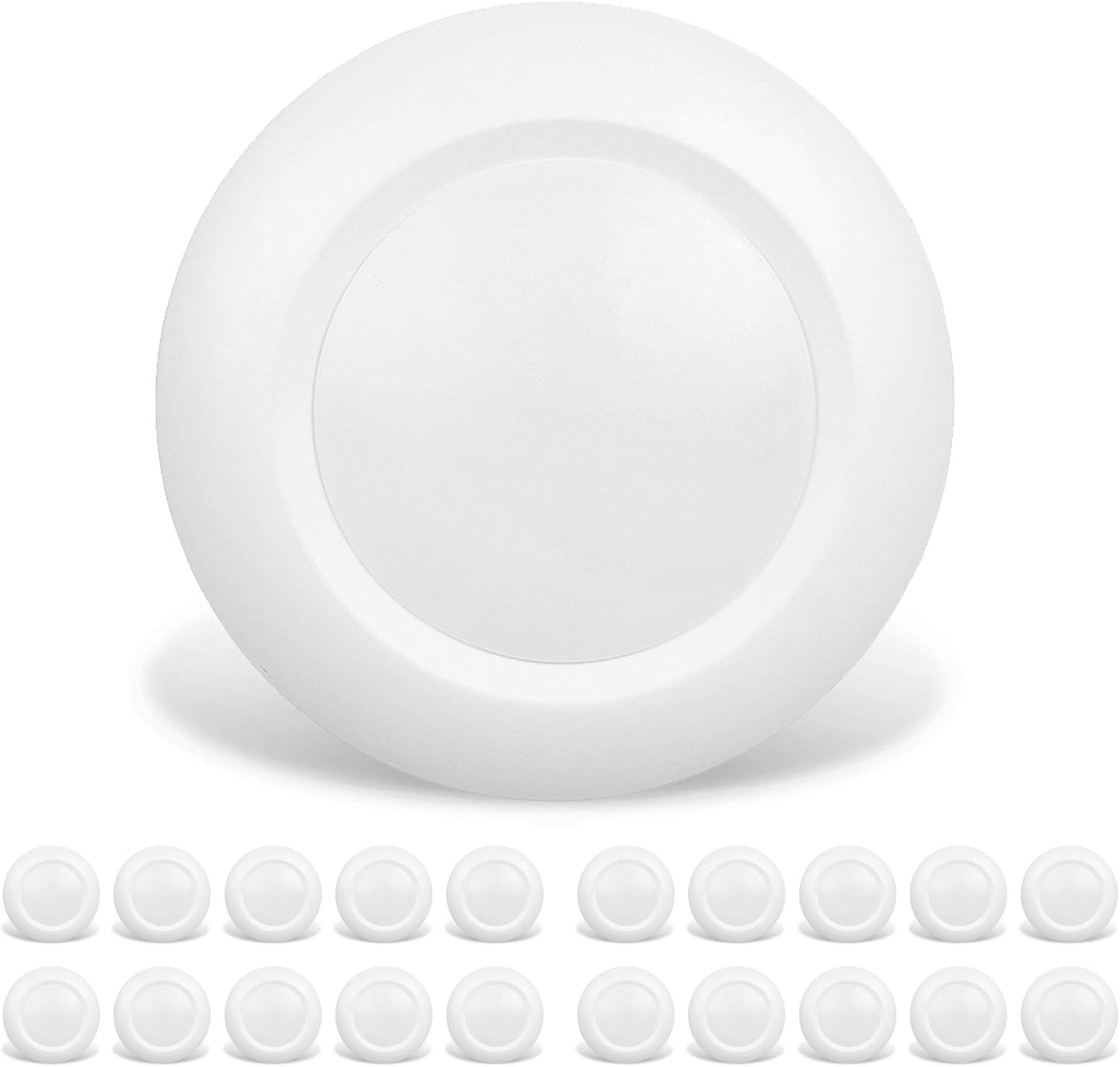 20 Packs 6 Inch LED Low Profile Recessed & Surface Mount Disk Light, Round, 15W, 900 Lumens, 5000K Day Light White, CRI80, Driverless Design, Dimmable, ETL Listed, White