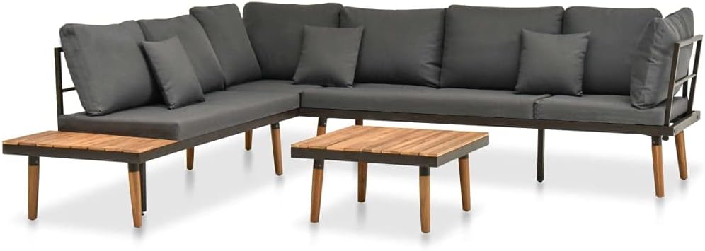 4 Piece Patio Lounge Set with Cushions Solid Acacia Wood,Modern Outdoor Acacia Wood Patio Sofa Set with Comfortable Cushions for Garden and Balcony Patio Furniture, Outdoor Furniture Sets