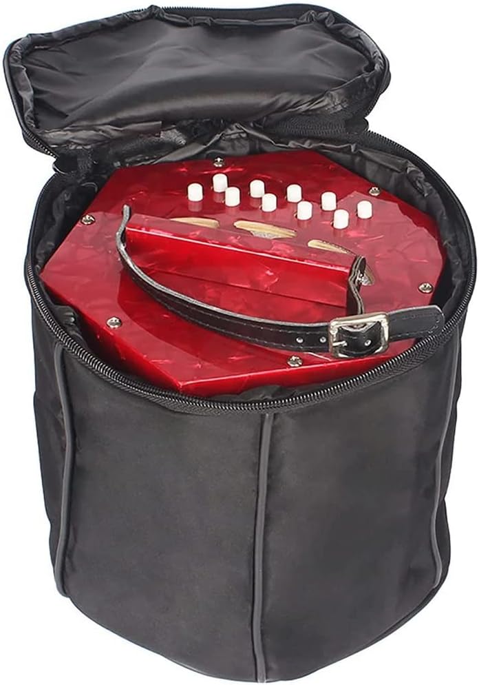 Professional Accordion, 20 Buttons Accordion Concertina, With Carrying Bag And Adjustable Hand Strap, For Daily Practice Stage Performance (Color : Red)