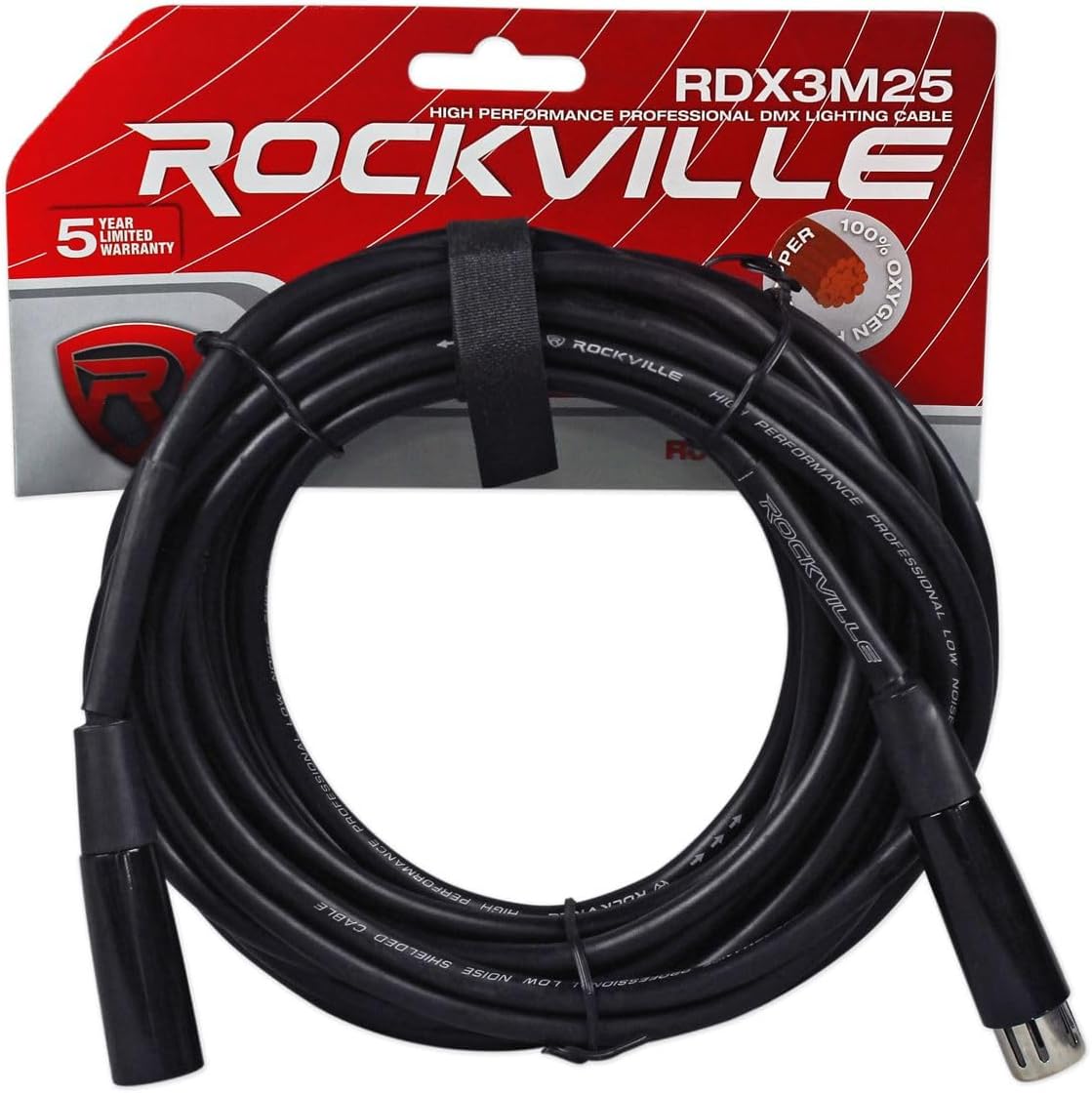 Rockville RockPAR50 WHT Bundle: (24) LED RGB Par Can DMX Wash Lights-White, ROCKFORCE 384-Channel DMX Controller w/MIDI, RDX3M25 25ft & (23) RDX3M10 10ft DMX Lighting Cables, 49-Items