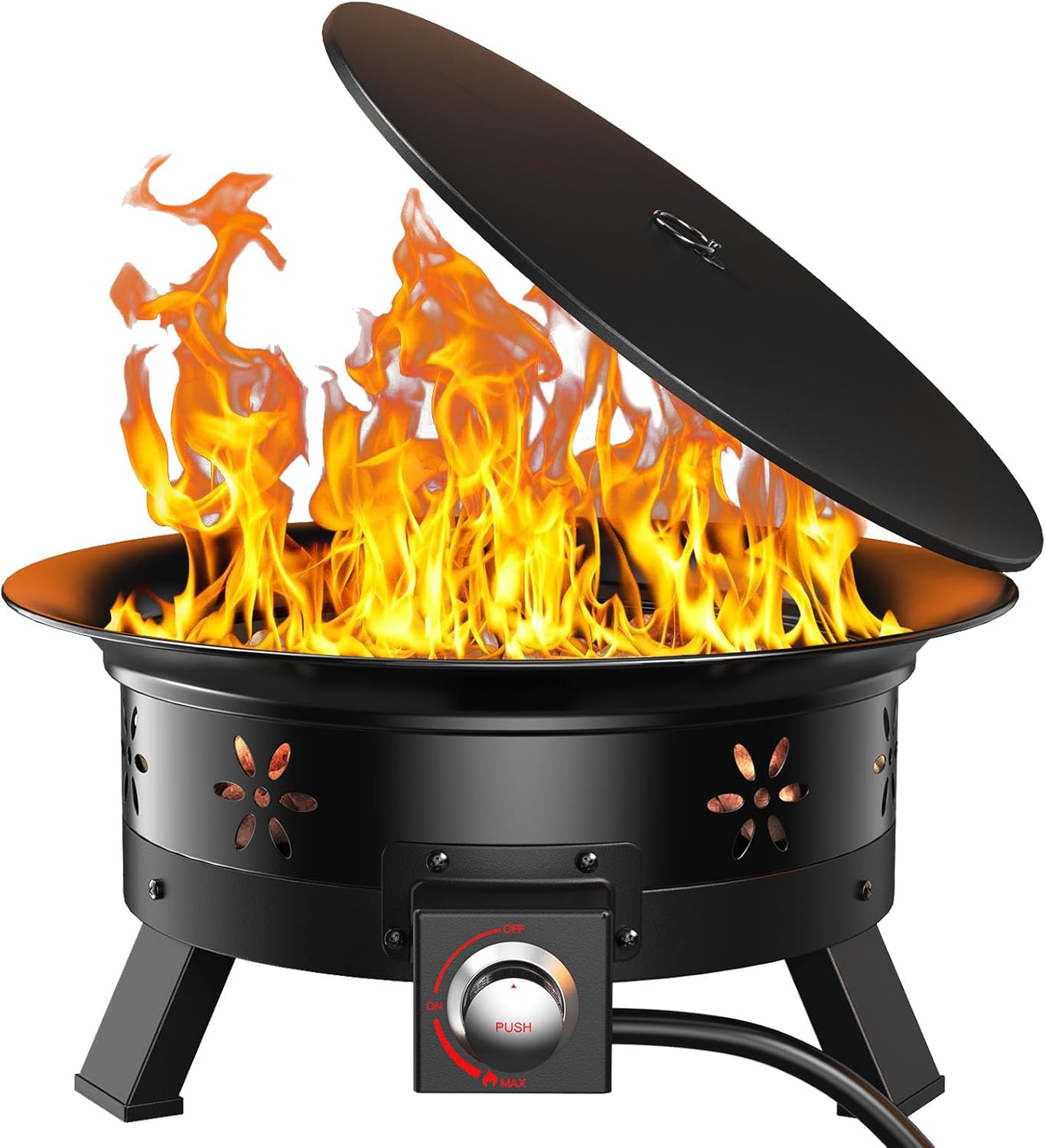 AMADA HOMEFURNISHING 24″ Propane Fire Pit with Grill Grate, 58,000 BTU