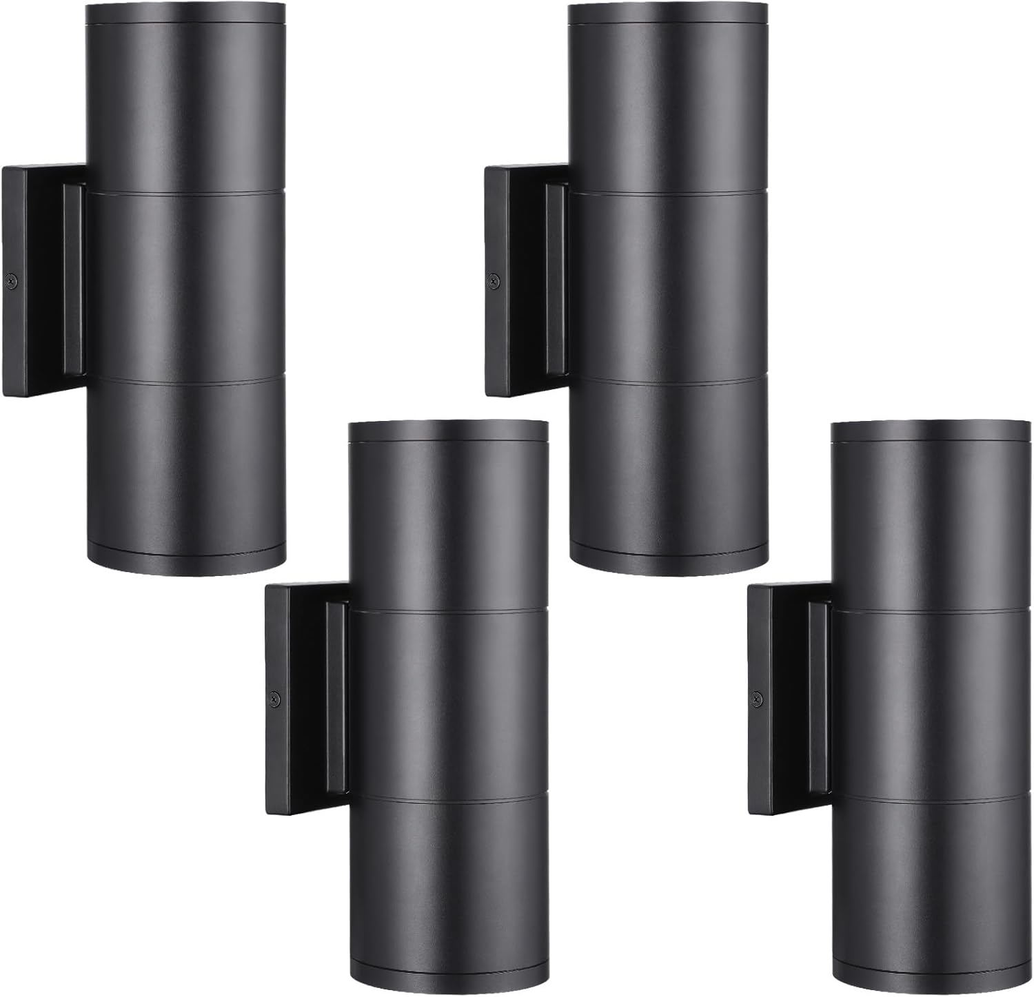 LEONLITE Update Integrated LED Cylinder Up Down Wall Light Outdoor, 120-277V Dimmable Aluminum Waterproof High-end Wall Sconce in 2 Lights, ETL Exterior Front Door Porch Light, 3000K, Pack of 4