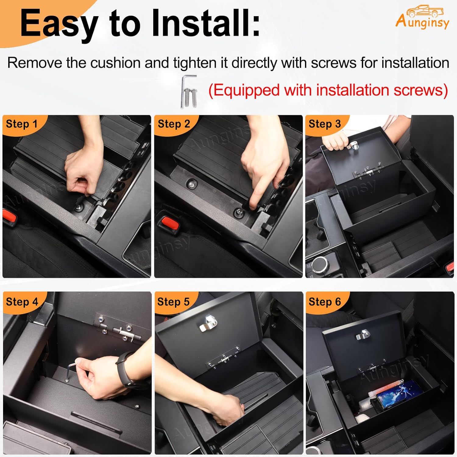Car Center Console Lock Safe Box Armrest Storage Compatible with Toyota Tundra 2022-2026, Center Console Lock Box Armrest Security Organizer Tray Vault with 3 Digit Combo Password Insert Accessories