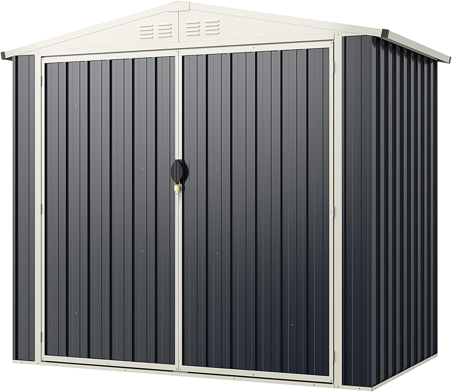 Goplus 6.8 x 3.8 FT Metal Storage Shed, All-Weather Galvanized Utility House w/Lockable Door, Easy Snap-On Sheds & Outdoor Storage for Garden, Back Yard, Lawn & Patio